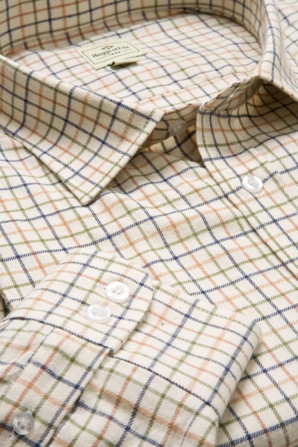 Pure Cotton Tattersall Check Tan/Navy/Green  Xlarge