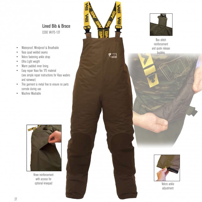 175W-13Kt Khaki Ed Team Vass Winter Bib&Brace W/Knee Xlarge - Image 5