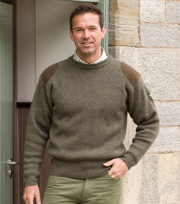 Hoggs Of Fife Melrose Pullover Soft Marled Green