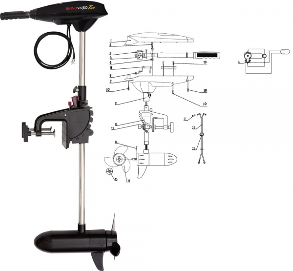Rhino VX 50 Eco VX 50 Eco Electric Outboard Motor 50CM Black 15CM 105CM - Image 6
