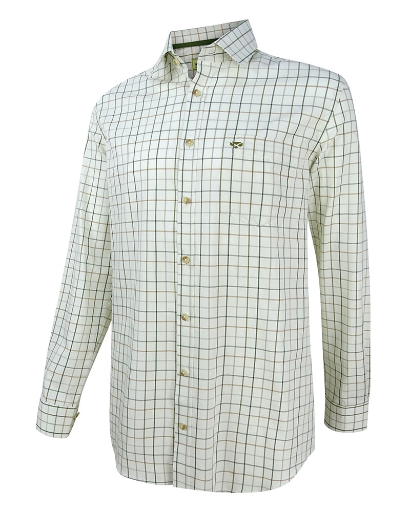 Hoggs of Fife Balmoral Luxury Tattersall Shirt Green/Brown