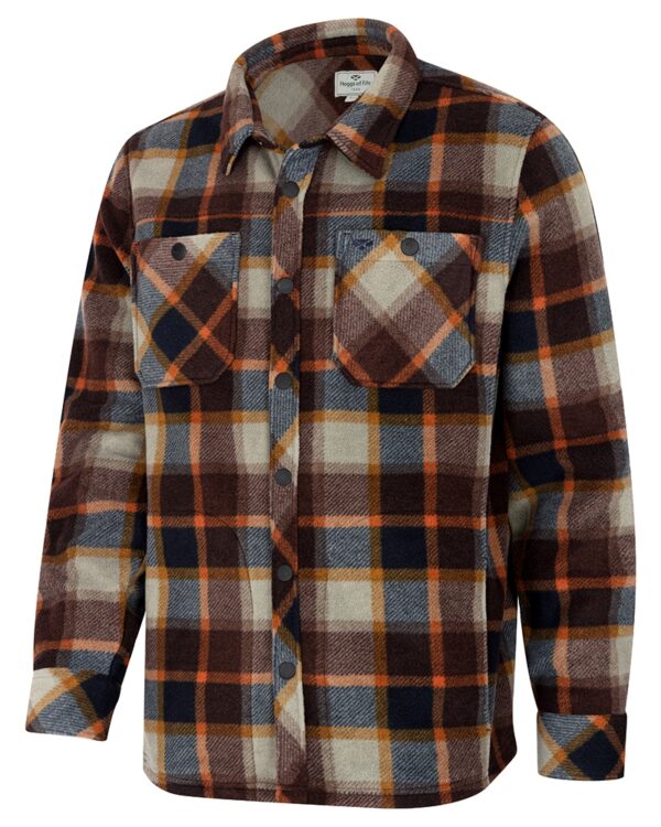 Hoggs of Fife Brucefield Brushed Flannel Fleece Check Overshirt Brown/Navy
