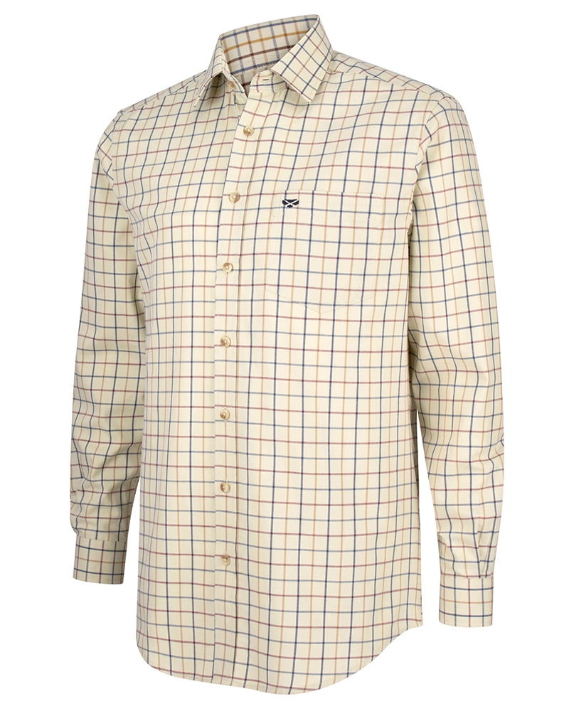 Hoggs of Fife Ambassador Premier Tattersall Shirt - Ivory/Navy