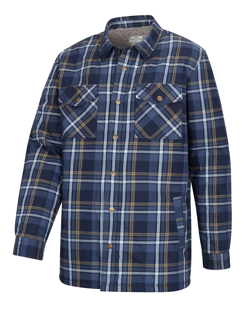 Hoggs of Fife Brunton Fleece Shacket Navy/Gold